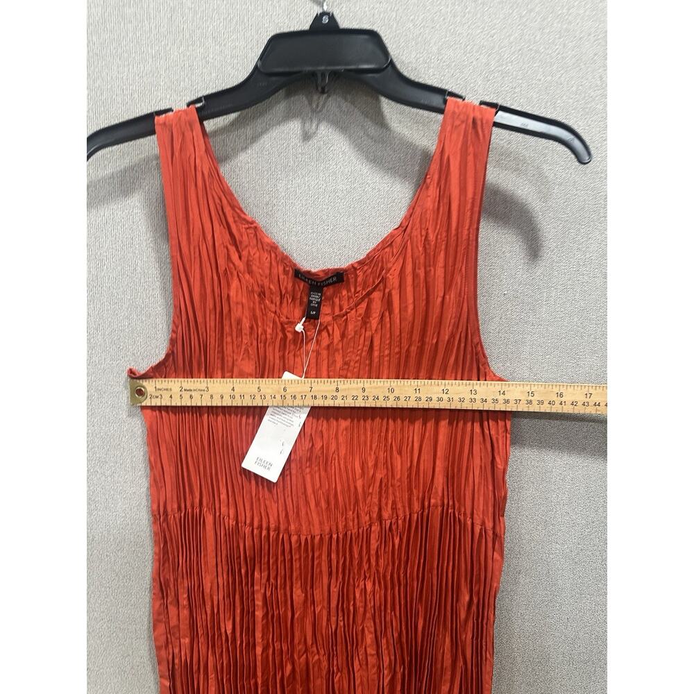 EILEEN FISHER NWT Fall FLAME Orange‎ Crushed Silk Dress Size Small MSRP $378 - Picture 8 of 12